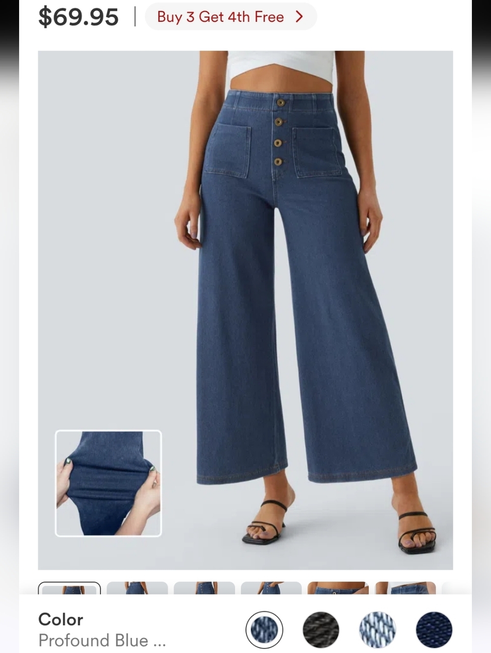 HALARA Flex- High Waisted Pockets Washed Casual Wide Leg Jeans - Picture 13 of 13